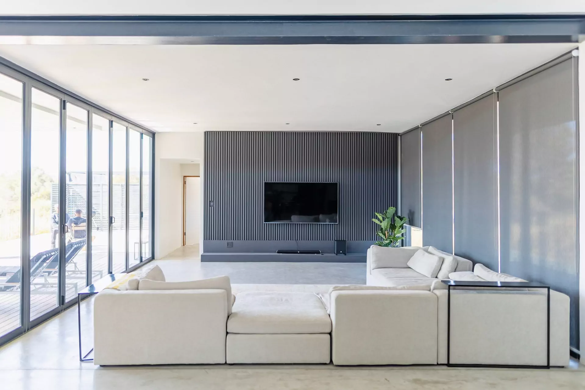 Modern white apartment building